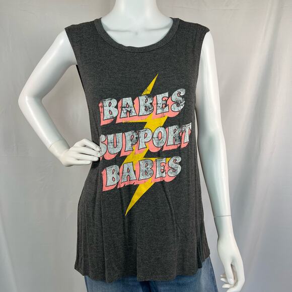 Zutter Gray Oversized Babes Support Babes Tank Top Size Small - Picture 3 of 6